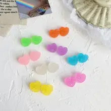 Koren, ручная работа, милые серьги-гвоздики в виде сердца, сладкие конфеты, желе, забавные цветные полимерные серьги в виде сахара для женщин и девушек, уникальные ювелирные изделия, подарок