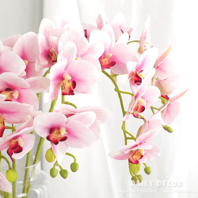 

3D Real touch 7 heads artificial butterfly orchids wholesale high simulation felt flowers wedding decorative Phalaenopsis 10pcs