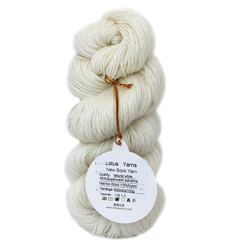 1kg/lot undyed natural white color Sock Yarn (Superwash Extrafine
