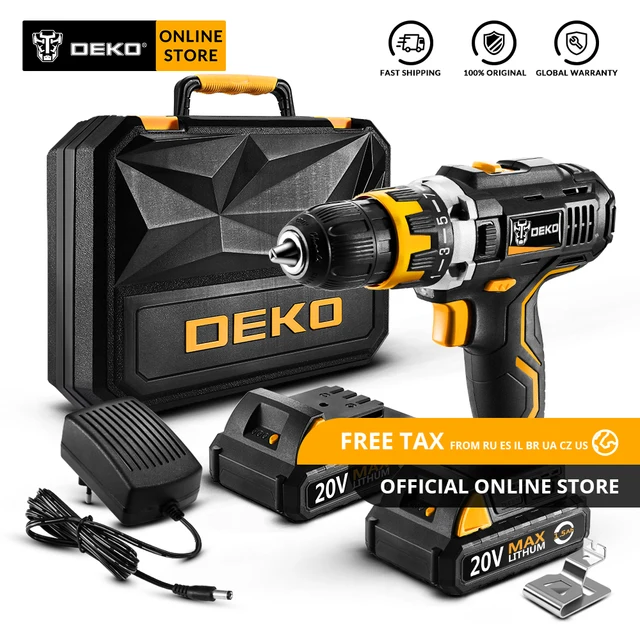 Оригинальный DEKO GCD20DU2 20 В в MAX Аккумуляторная дрель электрическая отвертка литий-ионный мини-драйвер питания переменная скорость со светодио дный подсветкой