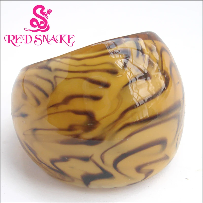 RED SNAKE Fashion Ring Handmade brown Random Lines drawing Murano Glass Rings | Украшения и аксессуары