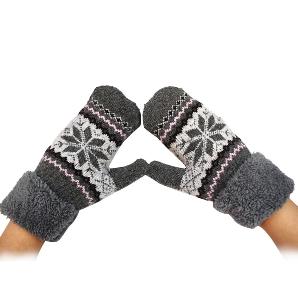Для женщин теплые зимние перчатки наручные крючком Вязание из искусственной шерсти варежки полный палец б Gants Gloves Femme элегантная дама Luvas # l5