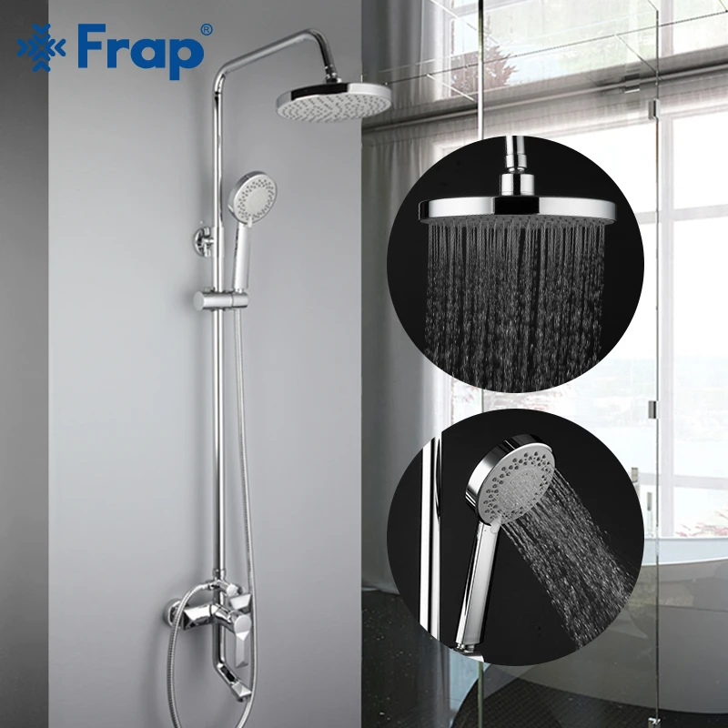 

FRAP Shower Faucets bath shower mxier system bathroom shower faucet bathtub faucet rainfall round shower head set mixer faucet