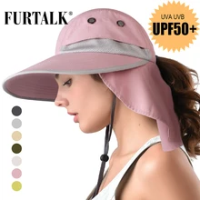 FURTALK, летние, конский хвост, сафари, солнцезащитные шапки для женщин, с широкими полями, Рыбацкая шапка с круглым клапаном, UPF 50+, для пеших прогулок, кемпинга, SH056