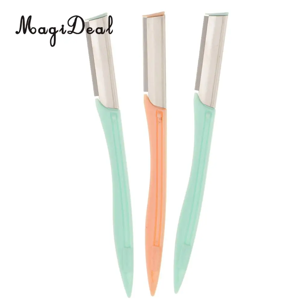 MagiDeal 3 Pieces Women Face Eyebrow Hair Removal Safety Razor Trimmer Shaper Facial Hair Mini Makeup Shaver