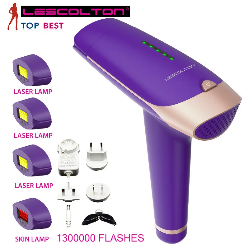 Lescolton перезаряжаемый лазерный эпилятор Depilador, эпилятор для лица, тела, подмышек, бикини, ног, подмышек - Цвет: Five lamp purple