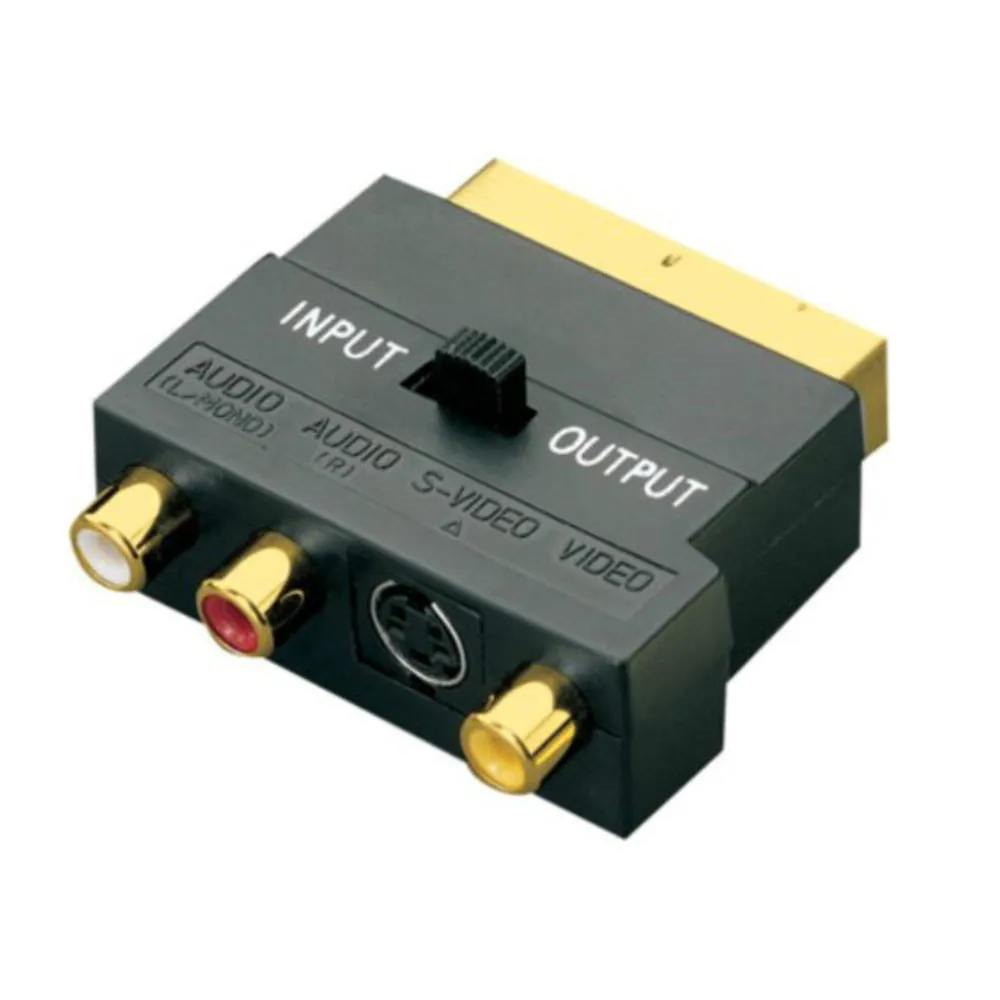 HIPERDEAL SCART адаптер AV блок к 3 Phono композитный или S-Video с In/Out переключатель золото Oct30 HWHW