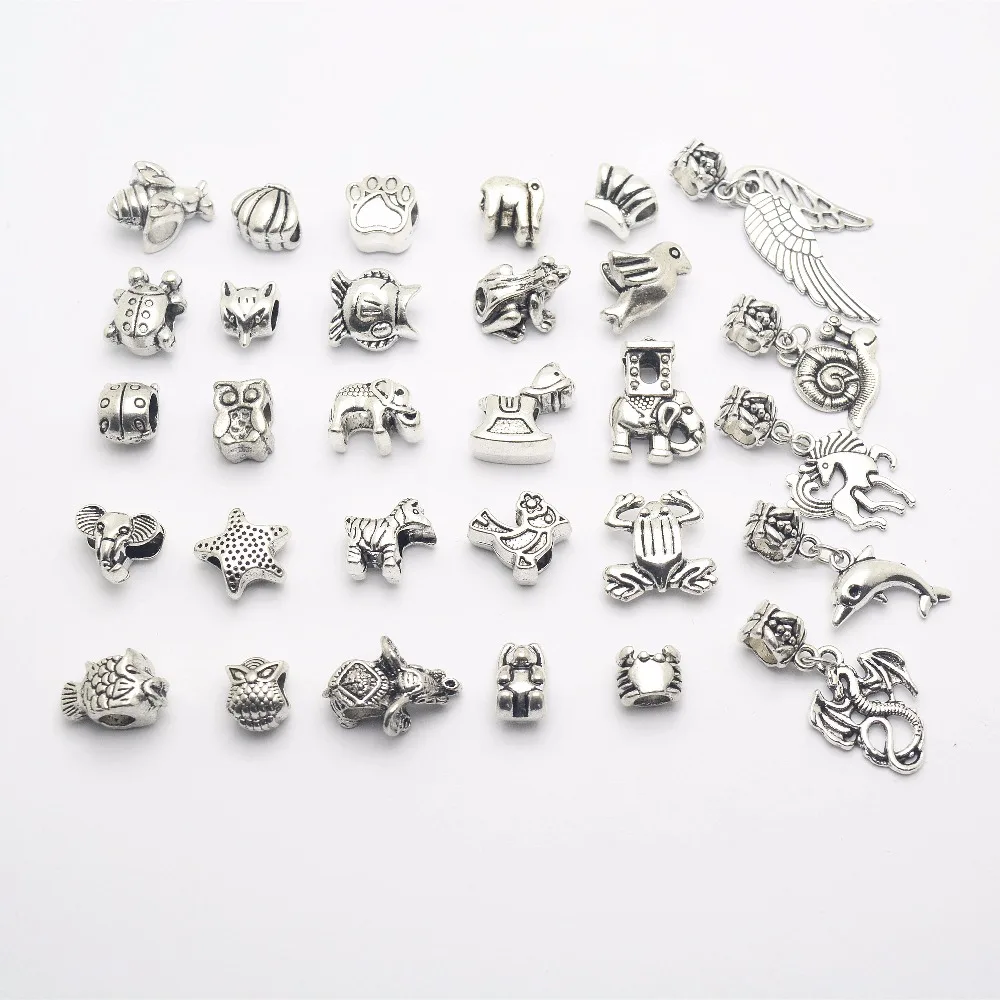 10//20//25PCS Tibetan Silver Charms Loose Spacer Beads DIY Bracelet Jewelry Making
