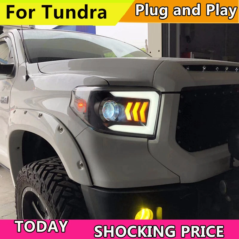 Стайлинга автомобилей корпус передней фары для Toyota Tundra фары тундре светодиодный фар DRL Объектив Двойной Луч би-ксеноновая разрядная лампа высокой интенсивности для автомобиля аксессуары