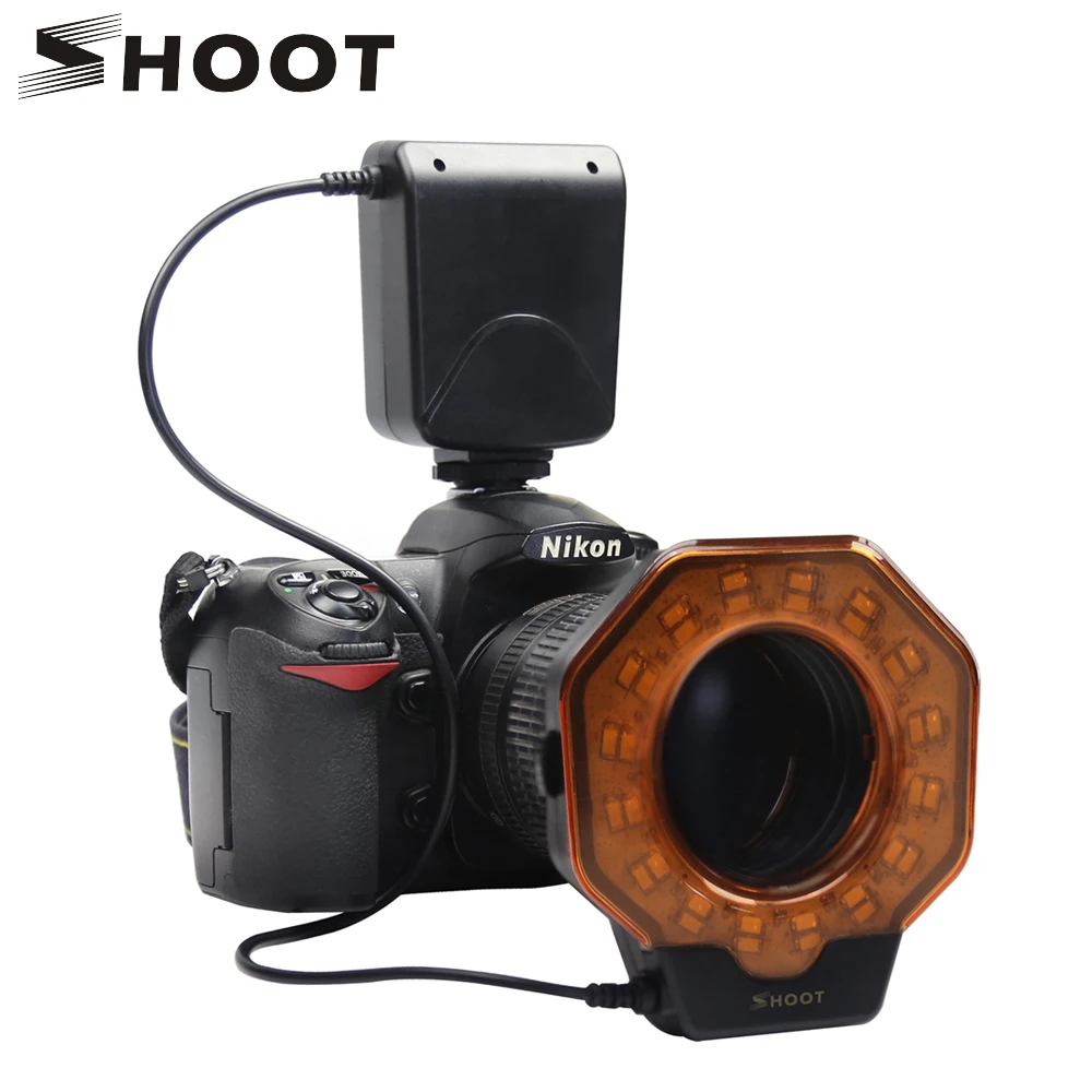 SHOOT Macro Led Ring Light Flash Speedlite with Adapter ring for Nikon
