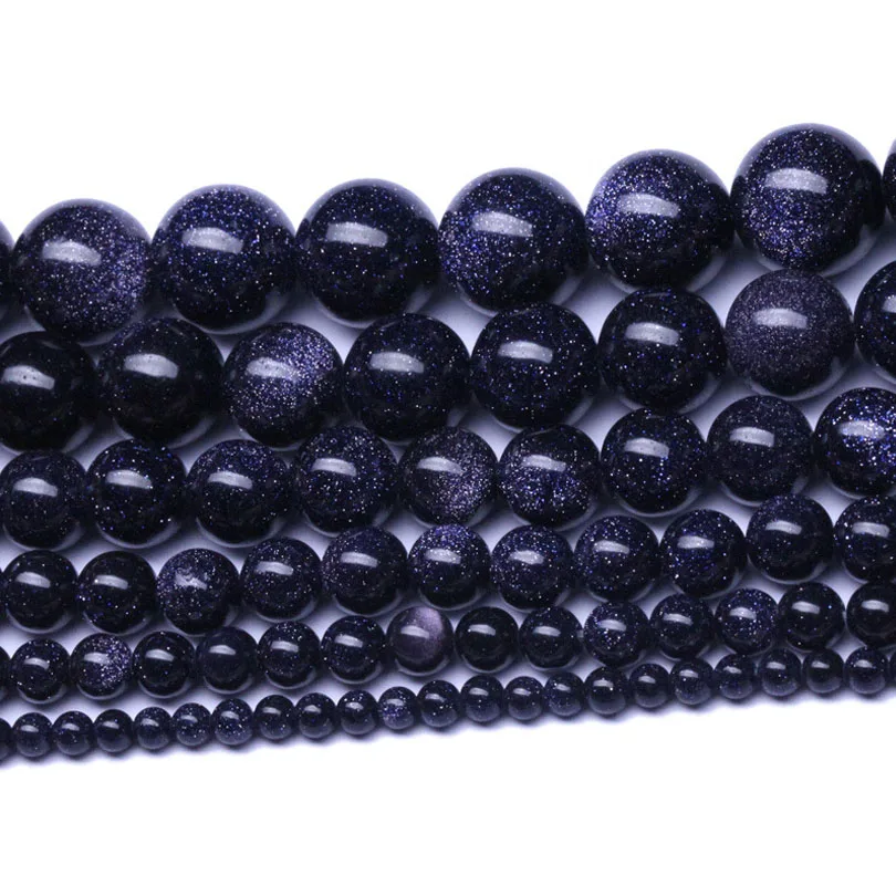 

2 4 6 8 10 12 20mm Blue Sand Stone Beads Loose Dark Blue Sandstone Round Beads for DIY Jewelry Bracelets Wholesale Natural Stone