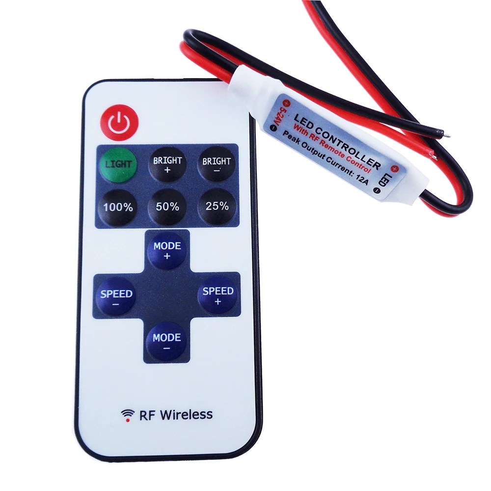 100pcs 11key Led Controller DHL ship wireless DC5-24V mini dimmer RF remote control for single color led strip 5050 3528 VR | Лампы и