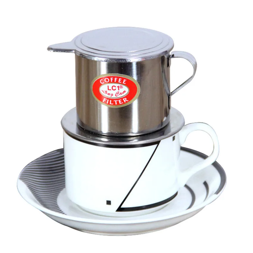 

Vietnamese Coffee Filter Stainless Steel Maker Pot Infuse Cup Serving Delicious Portable Stainless Steel Coffee Drip Filter