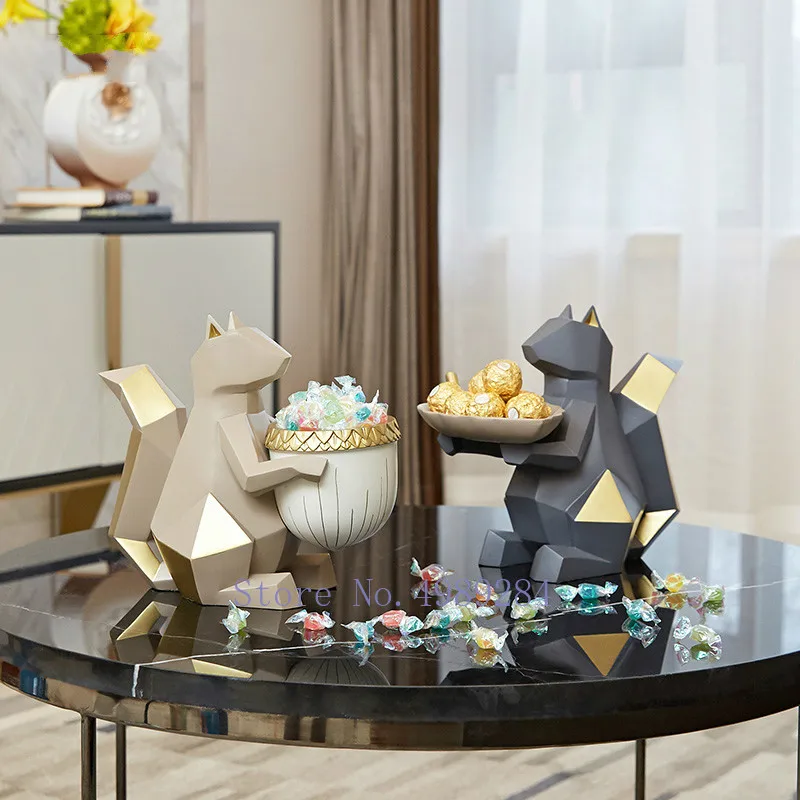 

Creative Nordic Resin geometric squirrel Desktop storage organization Candy snack Entrance key storage Living room decoration