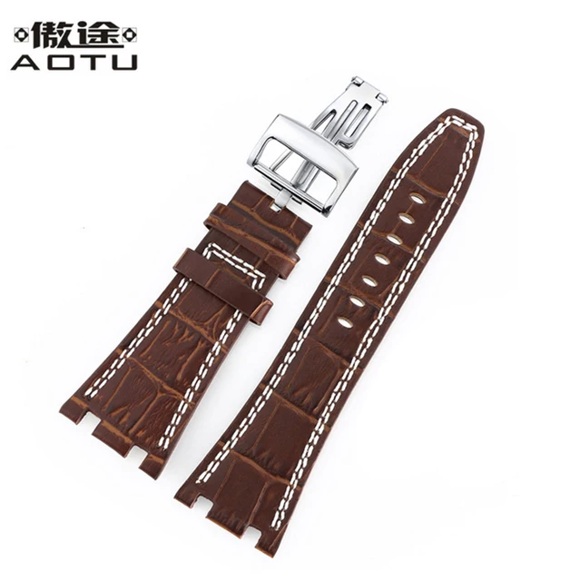 Genuine Leather Watchbands For Audemars Piguet Men 28MM Watch Straps