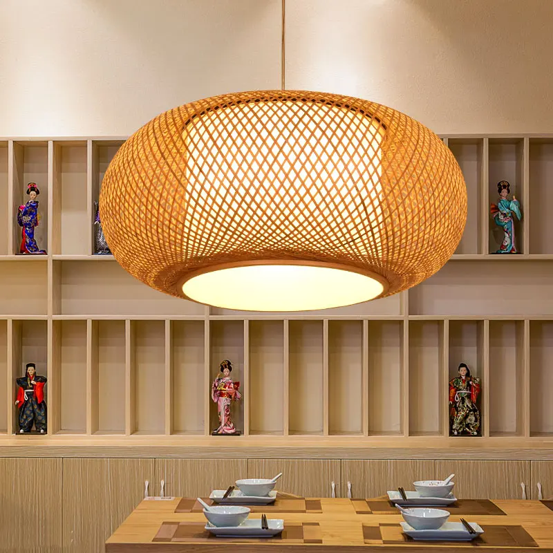 

New Chinese Restaurant pendant lights Bamboo Bird Cage Shade Japanese Personality Creative Retro Tea Room led pendant lamp ZS67