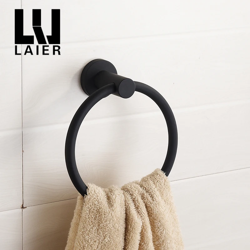 

304 stainless steel towel ring Chrome towel hanging ring round simple black European Bathroom accessories Rustproof