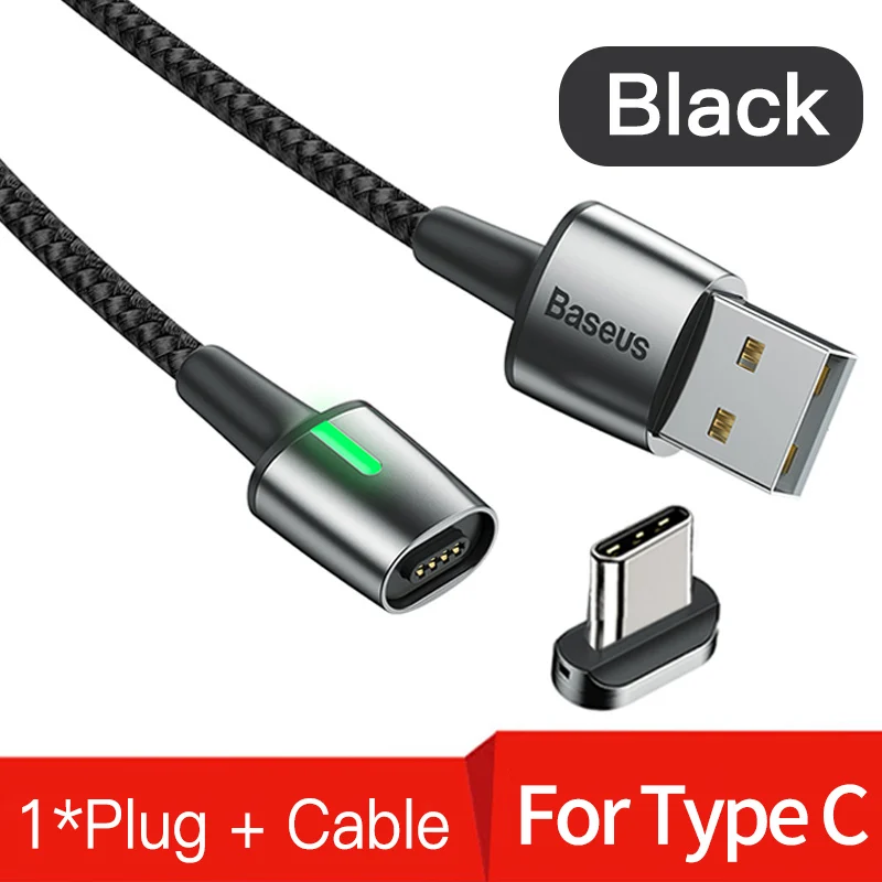 Магнитный Micro USB кабель Baseus для быстрой зарядки iPhone samsung, Магнитный зарядный адаптер usb type C, кабели для мобильных телефонов - Цвет: black Type c cable