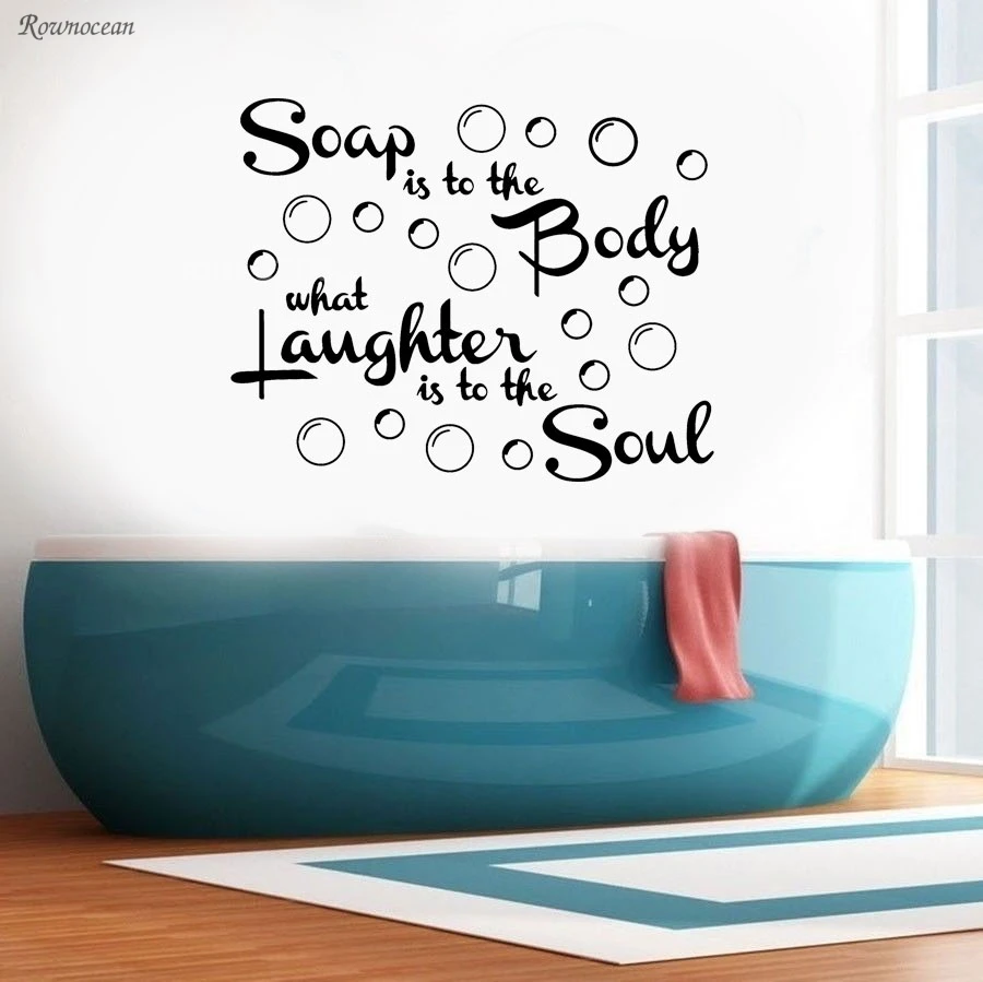 

Soap Is To The Body With Bubbles Quotes Vinyl Wall Sticker Removable Mural Decals Wallpaper For Bathroom Shower Room B-26
