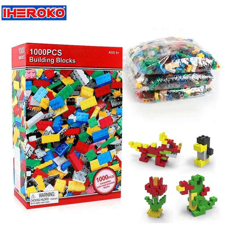 1000Pcs Bulk Brick Building Blocks Set City DIY Creative Bricks Toys