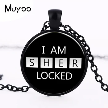 

Handmade Vintage SHERLOCK HOLMES Pendant Glass Necklace Fantasy Black White Necklace For Women Men Art Jewelry New Year gift HZ1