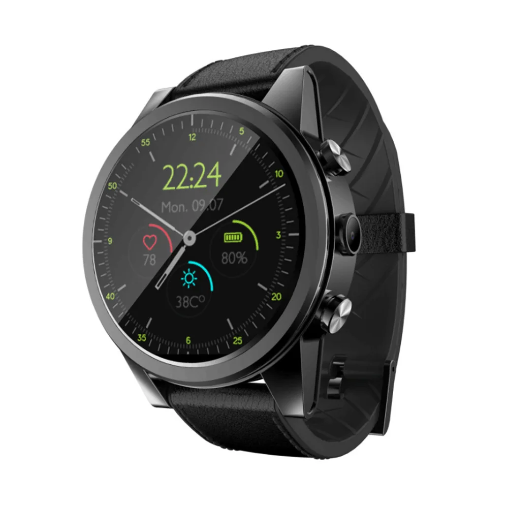 X360 Android Смарт часы 1+ 16 Гб/3+ 32 Гб 1," Круглый WiFi gps sim-карта 4G Smartwatch телефон Спорт монитор сердечного ритма камера - Цвет: Black