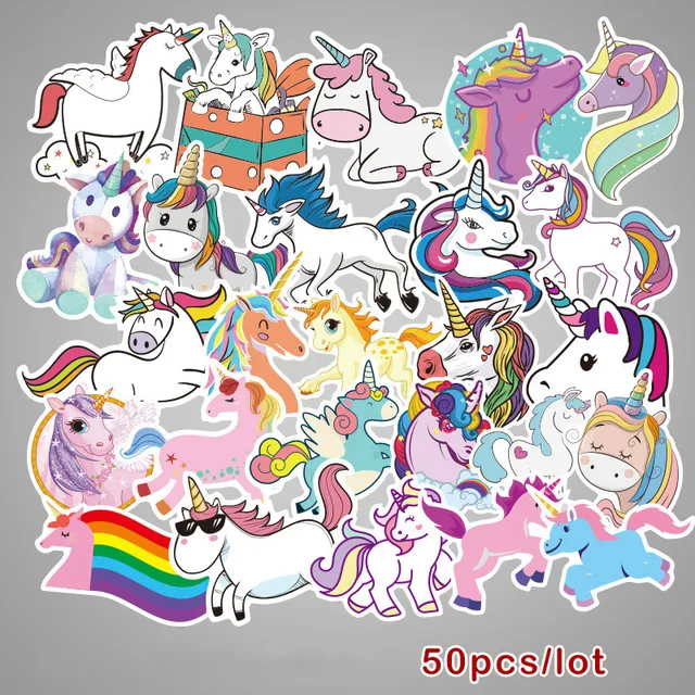 50 Pcs Colorful Cute Unicorn Stickers Unilovers