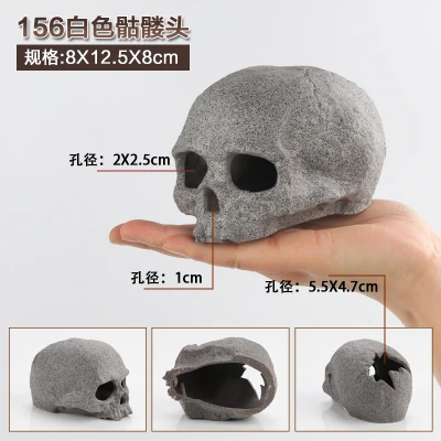 Human skull grey Аквариумная рыба цихлид камень креветка мелкая рыба спрятать укрытие пещера керамический Аквариум Украшение для аквариума - Цвет: Human skull grey
