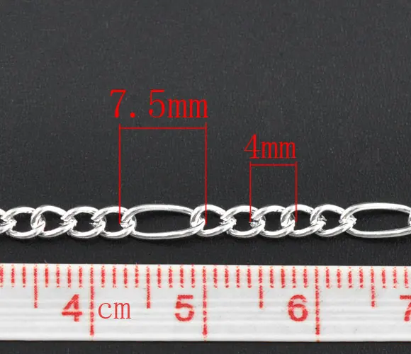 DoreenBeads сплав Серебристые цепи 7,5 мм x 3,5 мм(2/" x 1/8") 4 мм x 3,2 мм(1/" x 1/8"), 1 м новинка