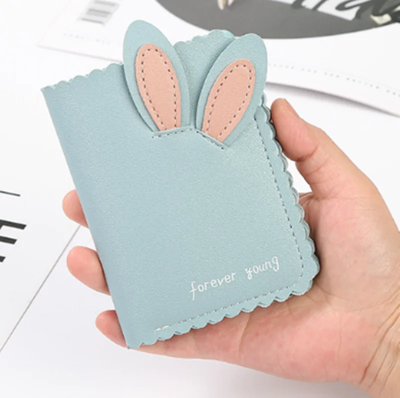 

12*8.5cm Cute Rabbit Ears Function 24 Bits Card Case Business Card Holder Men Women Credit Passport Card Bag ID Wallet