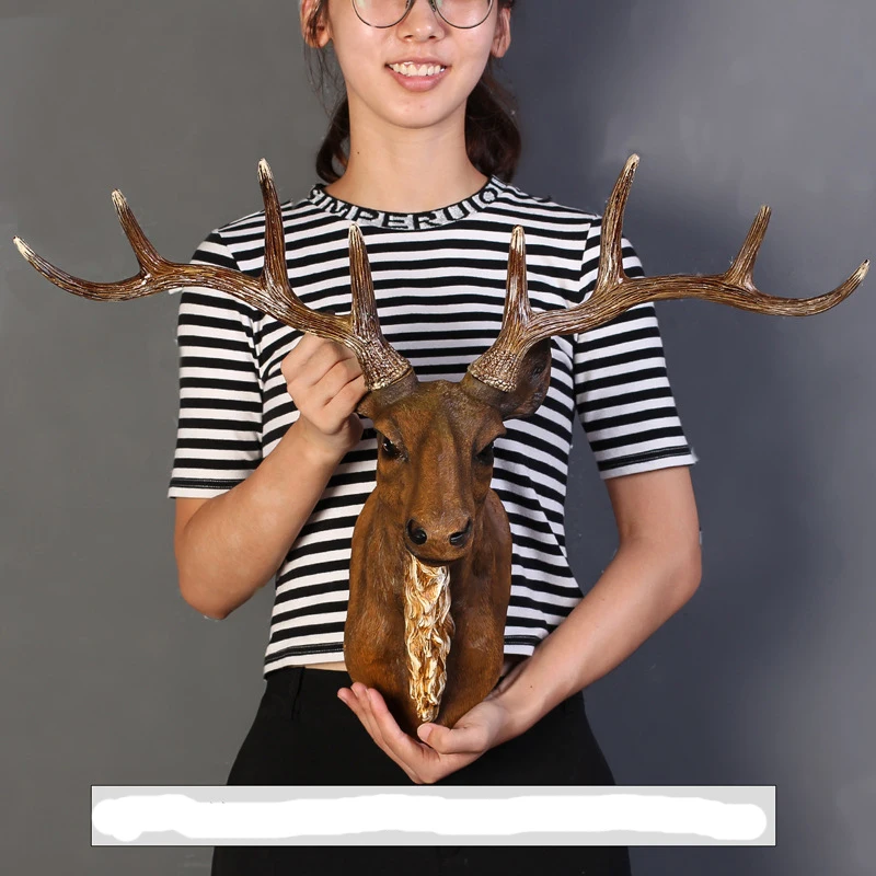 Vintage Resin Reindeer Ornament Figurines Miniatures Animal Statues For Home Hotel Wall Hanging Background Wedding Decoration3