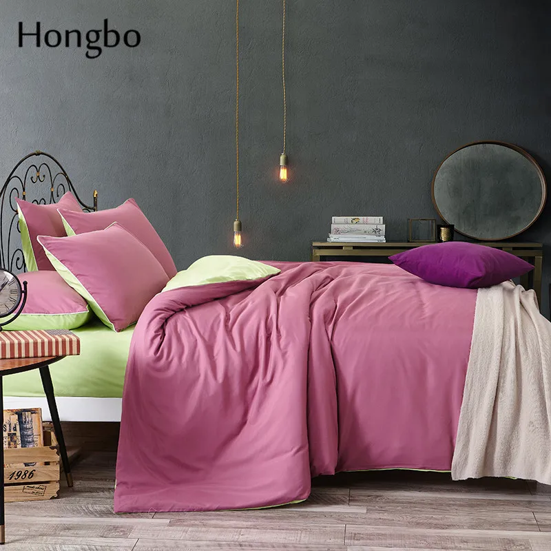 Hongbo Home Textile Long staple Cotton Soft and Comfortable Solid Color Bedding Bed Linen