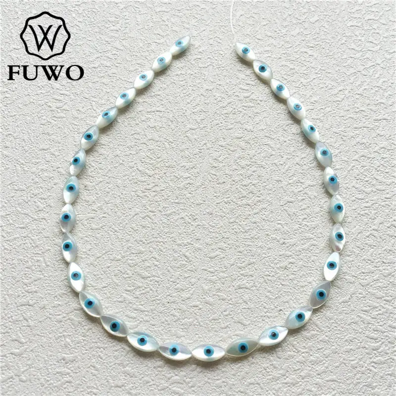 

FUWO Wholesale 5*9.5 mm Double Sided Evil Eye Shell Beads For Jewelry Make Fashion Eyes Shape Mother of Pearl Boho Jewelry S021