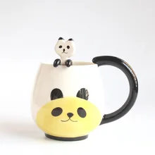 Handbemalte Kaffee Tasse, Schöne Panda/Frosch/Katze/Schwein Keramik Becher Teetasse umfassen teelöffel