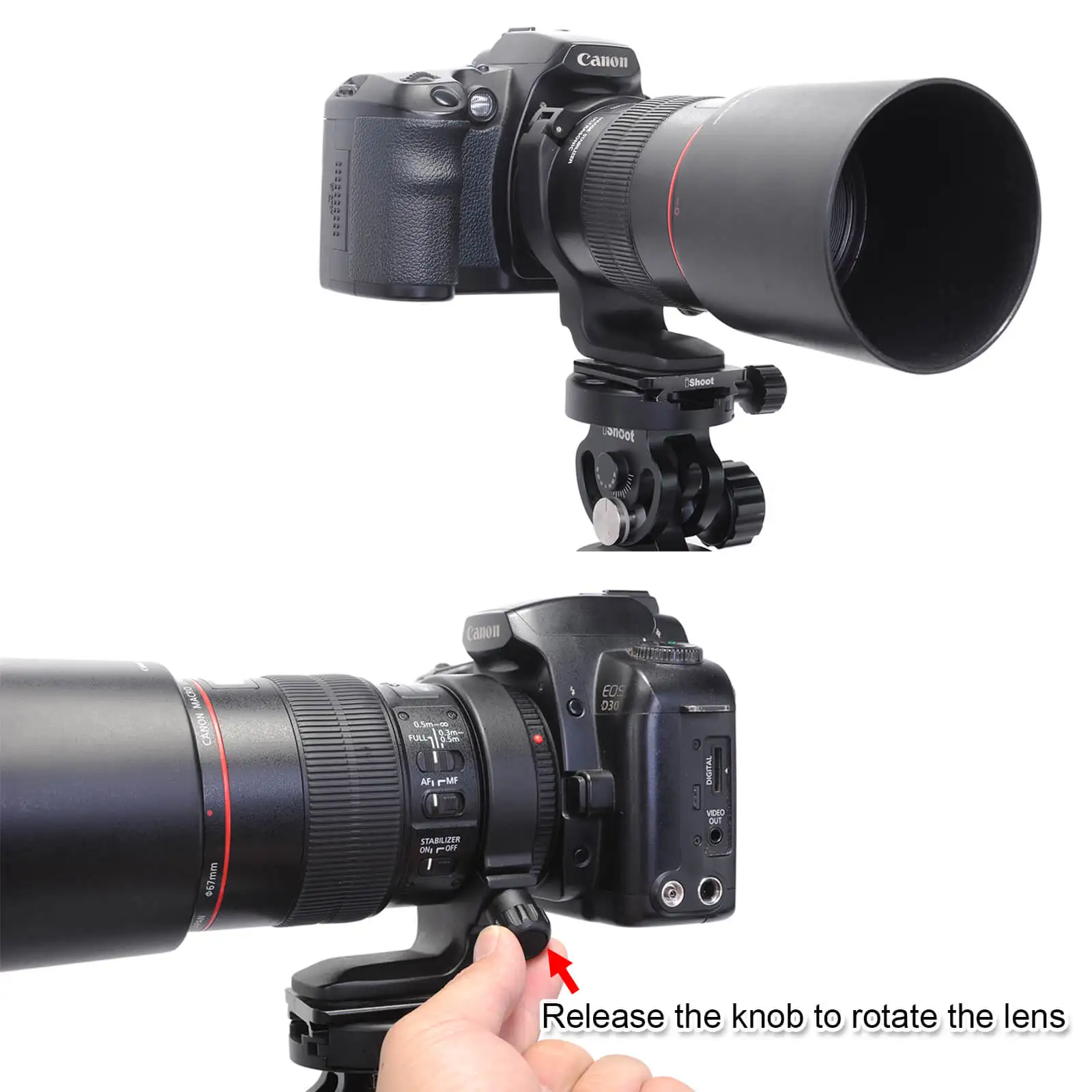 Tripod Mount Ring with 1/4 Screw Hole and ET-73 Front Lens Hood Protective Cover for Canon EF 100mm f/2.8L Macro IS USM Lens
