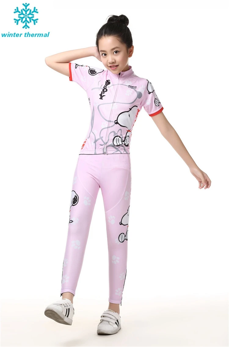 Winter Thermal Fleece Kids Cycling Clothing Girl's Jersey suit cute Sets Ropa Ciclismo Invierno MTB Bike Clothes | Спорт и