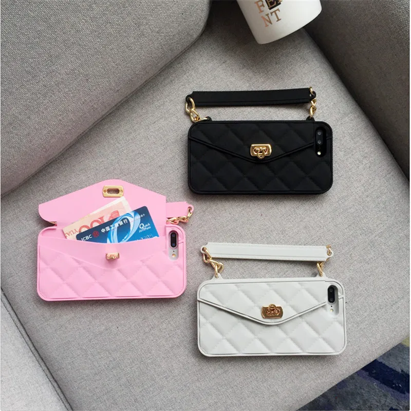 IMIDO Luxury Women Handbag Purse Phone case With Card Pocket For iPhone 7 Case Diamond Soft