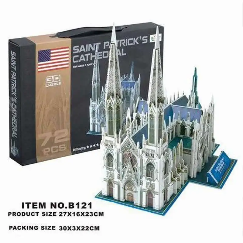 

New 3D Mosaic model puzzle model New York st. bart's church paper model toy.