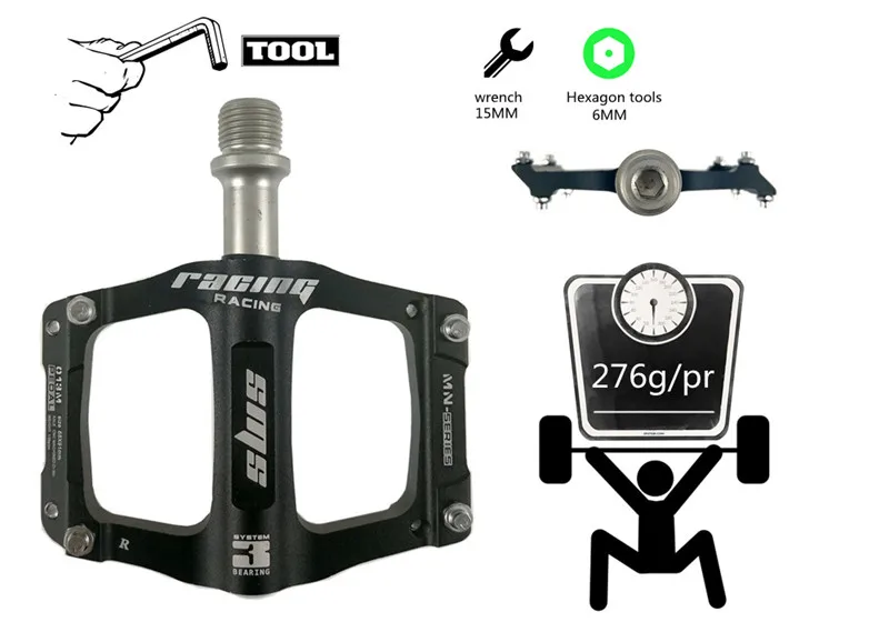 Billig 1 paar CNC Aluminium Legierung Fahrrad Pedal Plattform Rennrad Pedale Ultraleicht MTB 3 Lager Fahrrad Pedal