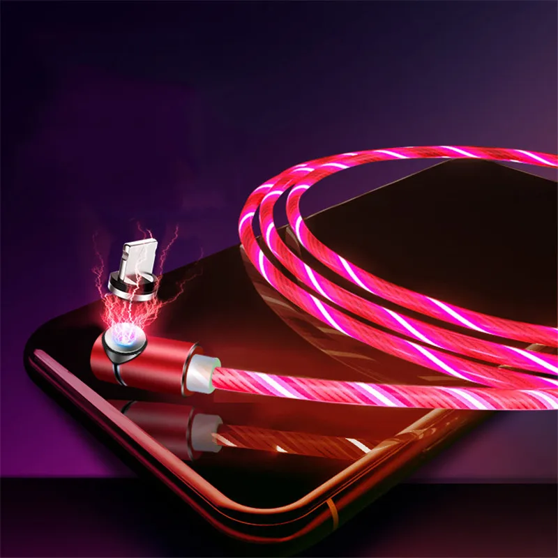 Светодиодный зарядный usb кабель 3 в 1 Магнитный для iPhone X Micro USB/USB Type C