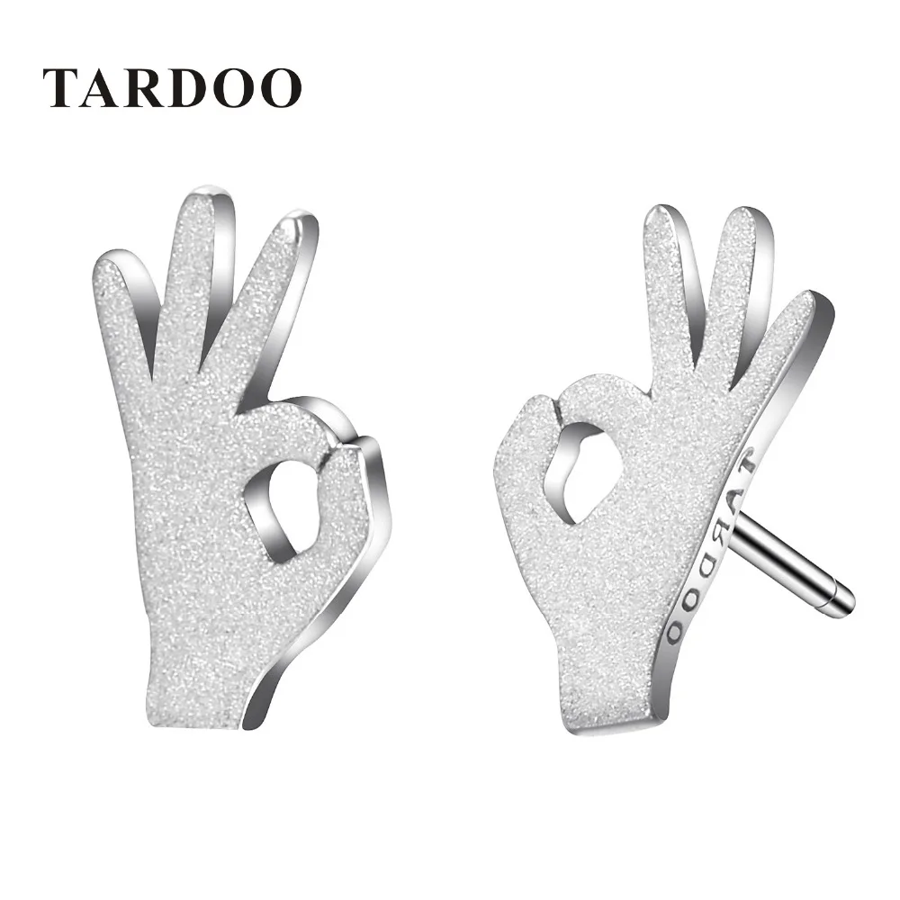 

Tardoo Authentic 925 Sterling Silver Scrub Stud Earrings for Women OK Shape Trendy&simple Style Brand Fine Jewelry