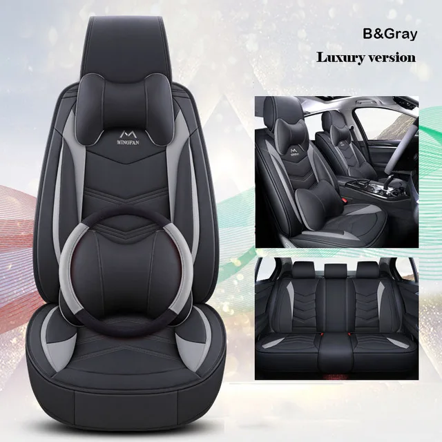 Универсальные кожаные чехлы для сидений автомобиля Dodge caliber caravan journey nitro ram 1500 - Название цвета: Gray with Pillows