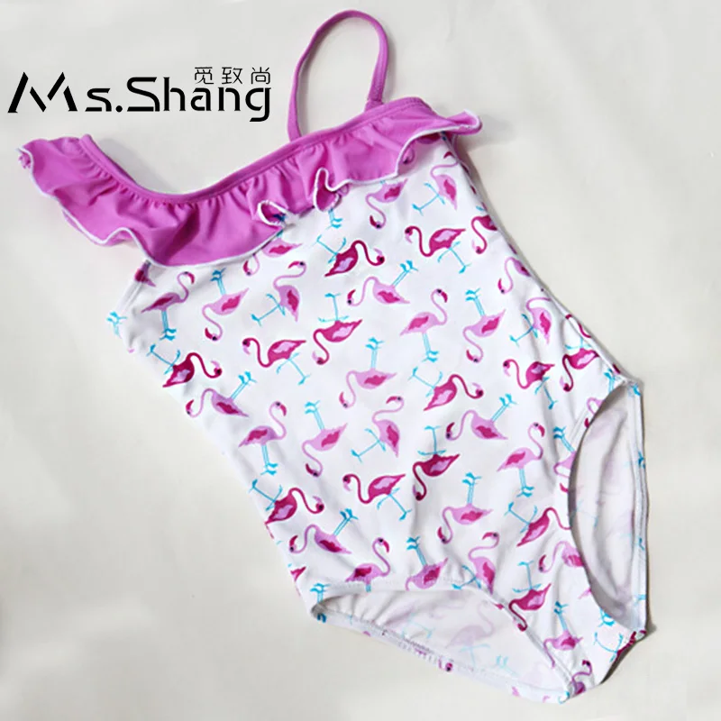 

Baby Girl Swimsuit One Piece Kids Swimwear Flamingo Print Teenager Girl Bathing Suit One Shoulder Infant Toddler Girl Swim Wear