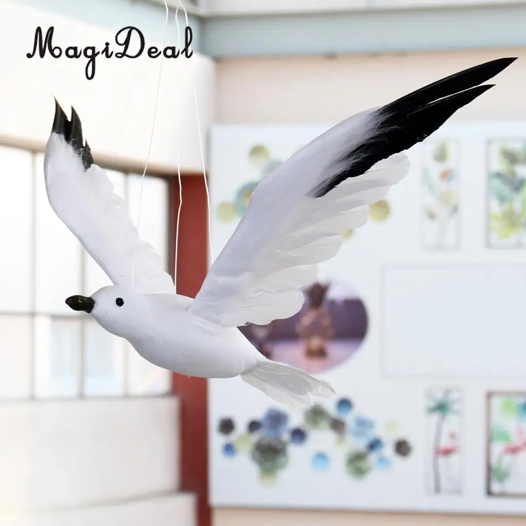 Wall Hanging Decor Feathered Foam Seagull Birds Wall Sculpture Tree Decor Ornament Figurines Miniatures Statue Craft