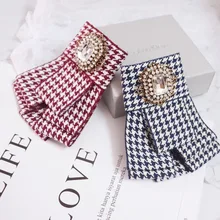 Модная одежда орнамент гусиная лапка брошь галстук-бабочка женская одежда модная