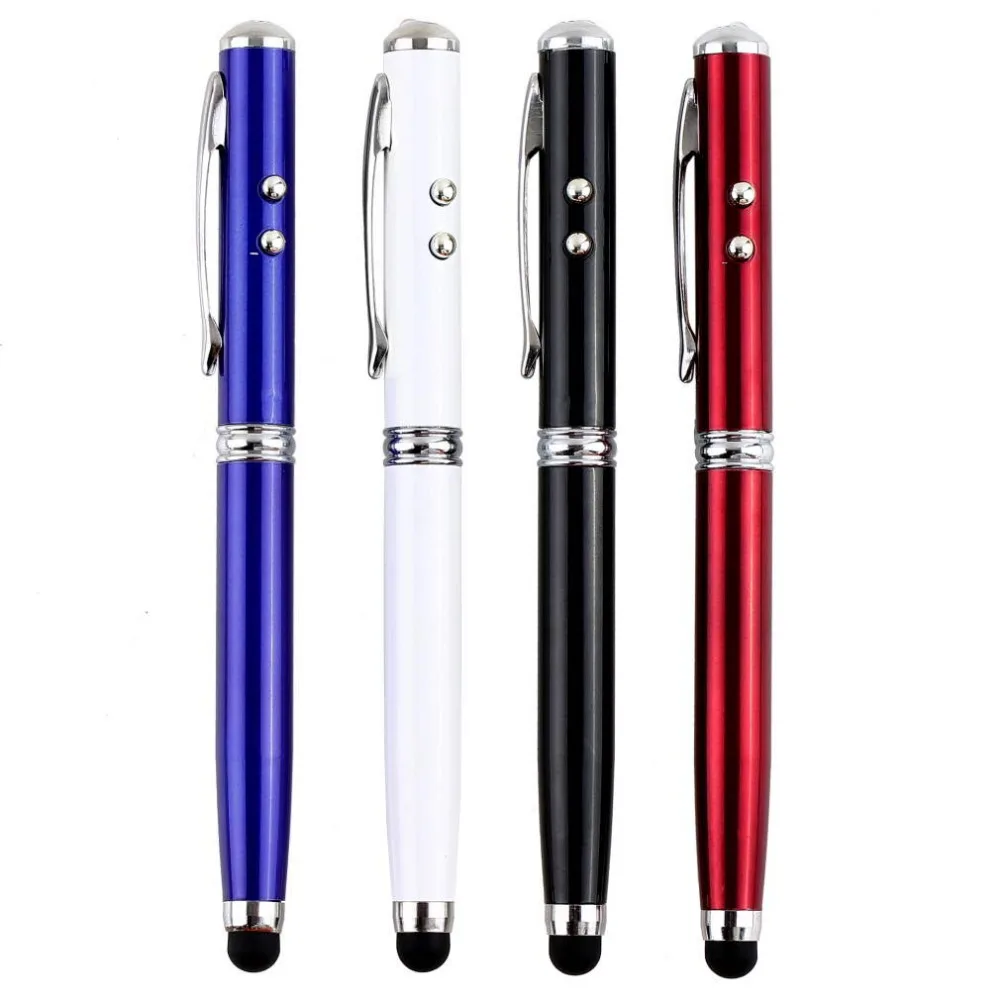 

2018 new Strong Compatibility 4 in1 LED Laser Pointer Torch Touch Screen Stylus Ballpoint Pen Suitable For Mobilephone