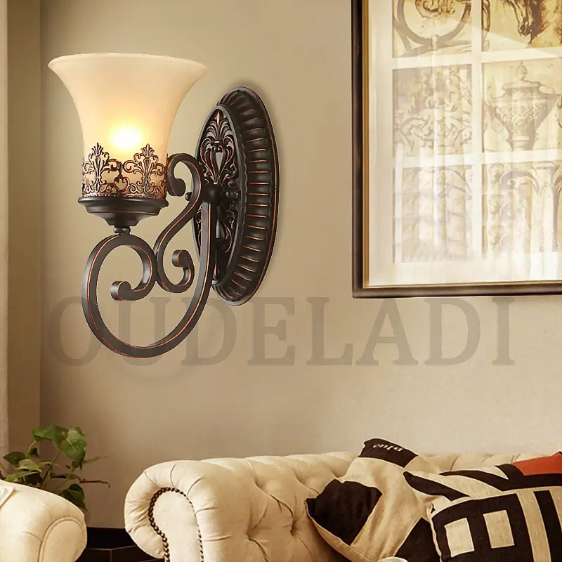 Ceny Europejski artystyczne klasyczna ściana lampy do salonu domu oświetlenie szkło kinkiet led Arandela Lamparas De Pared