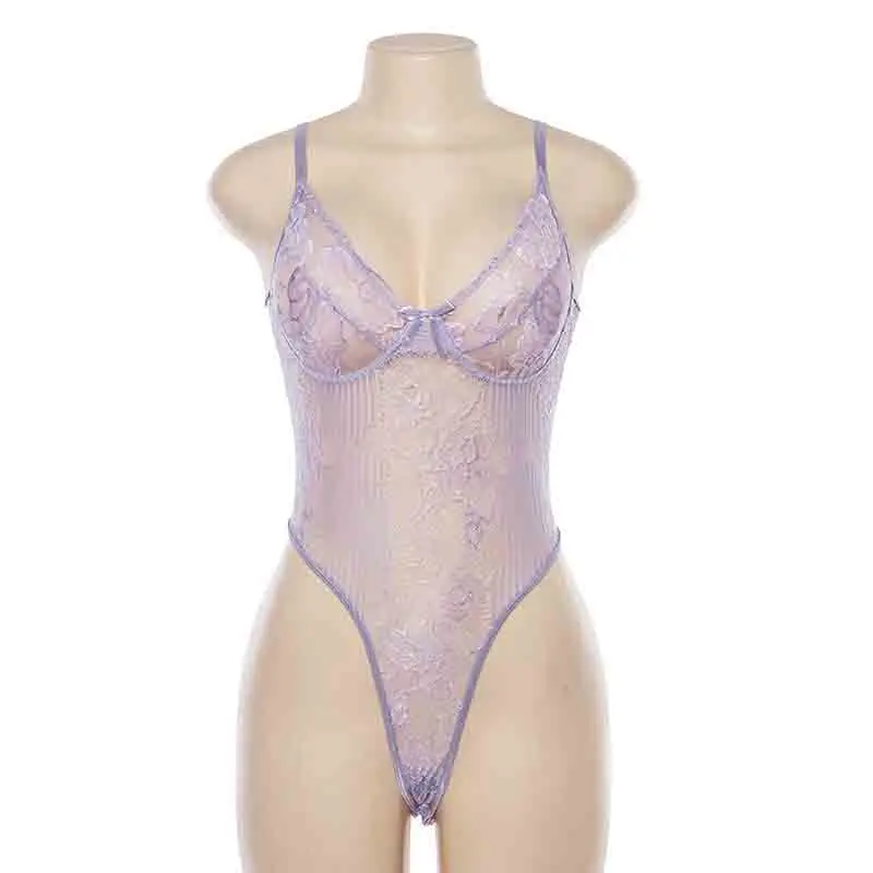 AIMENUNU сексуальный бондаж Vrouwen Herfst V-hals Lange Mouwen на шнуровке женский комбинезон See Through Bodycon Playsuit - Цвет: E-Purple
