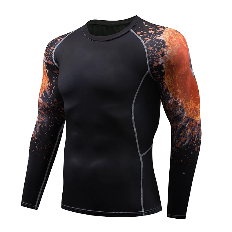 

Men's Compression Shirt 3D Hungry Wolf Windbreaker T-Shirt Brand Clothing Bodybuilding Fitness Skin Tight Men's Long Sleeve T-Sh