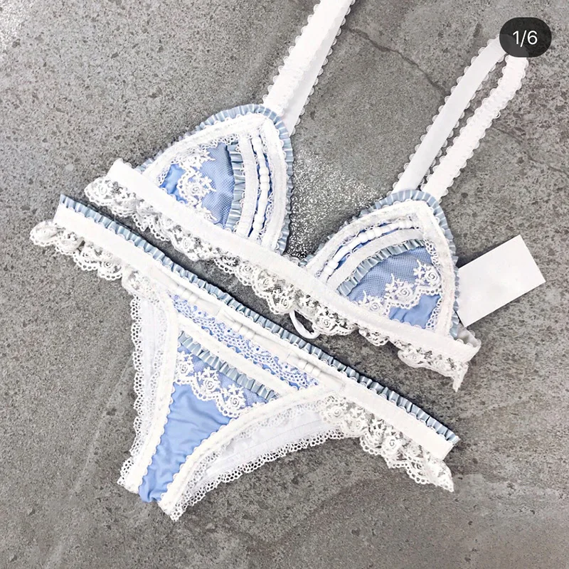 

Sexy Lace Bikini Set 2019 Push Up Women Swimwear Biquini Brazilian Bikini Halter 2 Pieces Swim Bathing Suit Women